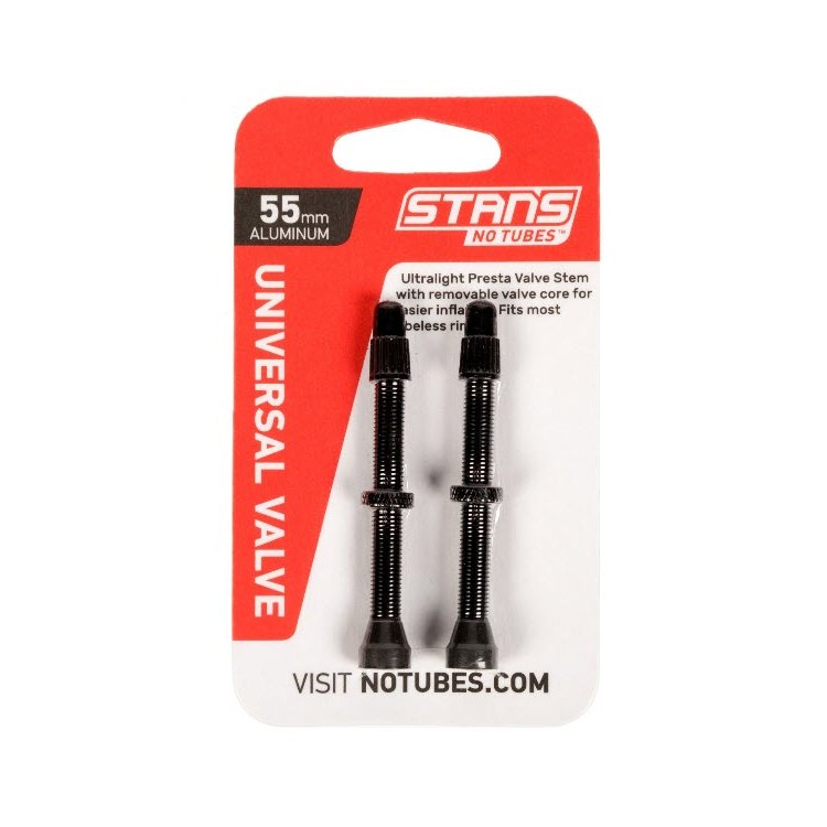 Stans NoTubes Alu Valve Pair Presta 55 mm Black