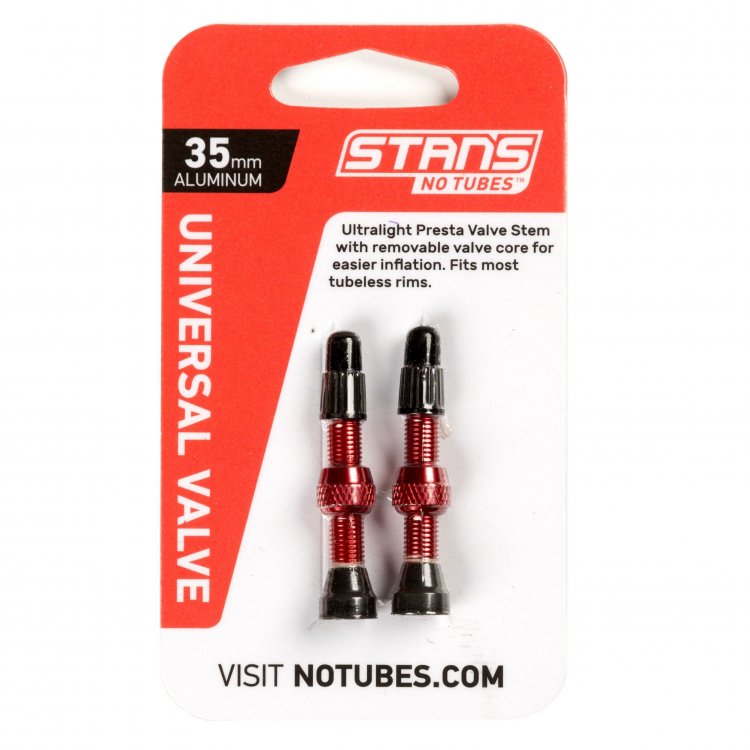 Stans NoTubes Alu Valve Pair Presta 35 mm Red