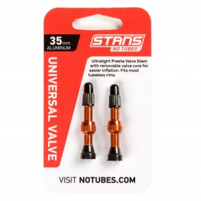 Stans NoTubes Alu Valve Pair Presta 35 mm Orange