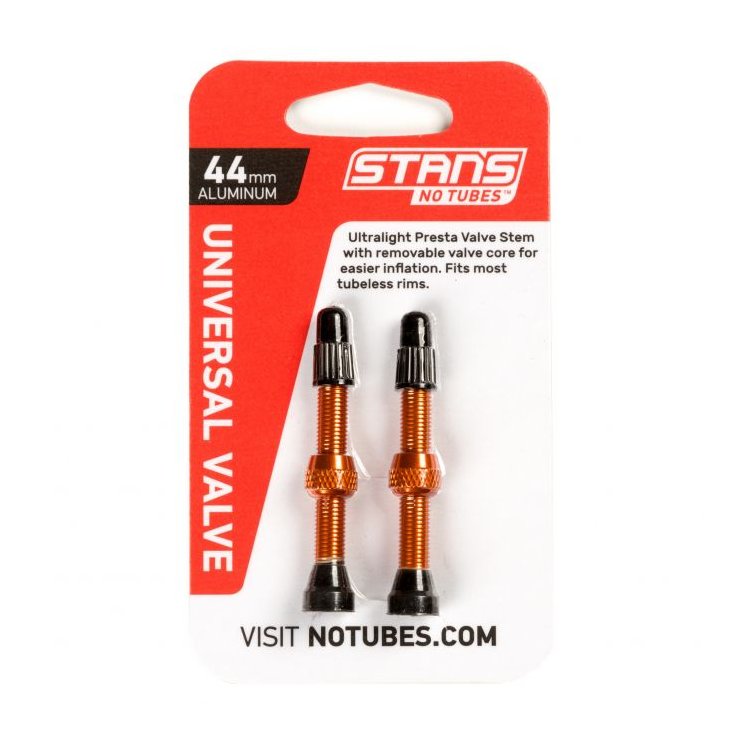 Stans NoTubes Alu Valve Pair Presta 44 mm Orange